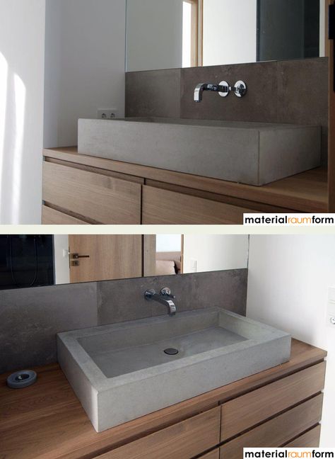 Beton und Holz auch im Bad eine schöne Kombination Bad - badezimmer unterschrank mit waschbecken Beton und Holz auch im Bad eine schöne Kombination Bad - badezimmer unterschrank mit waschbecken