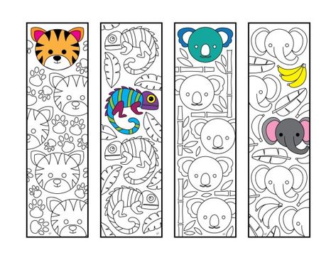 Download Cute Jungle Animal Bookmarks - PDF Zentangle Coloring Page | Coloring pages, Printable coloring ...