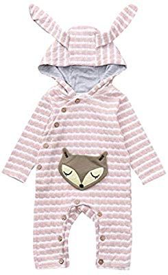 Minizone Baby Hooded Romper Fleece Snowsuit Infant Footed Onesies Jumpsuit Fall Winter