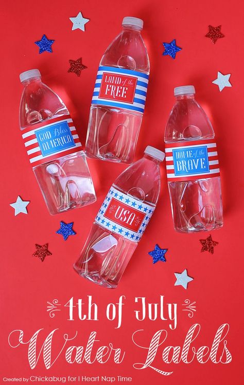 4th of July printable water bottle labels | 4th of july, Fourth of july, Happy birthday america
