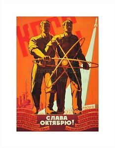 Soviet Russian Space Propaganda Poster Print SOYUZ-3 Spaceflight Mission #9