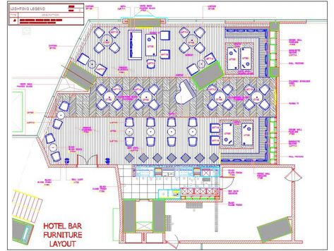 Bar and Restaurant Interior Floor Plan DWG Drawing Download in 2020