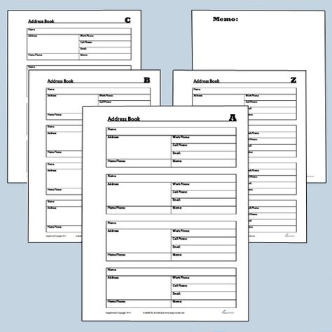 Printable Address Book Organizer - PDF Free printable, Books and - blank sign up sheets Printable Address Book Organizer - PDF Free printable, Books and - blank sign up sheets