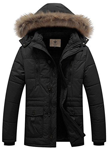WenVen Homme Parka à Capuche Fourrure Hiver Chaud Militaire autumn wind Homme Manteaux Hiver Chaud Fourrure Parka Homme
