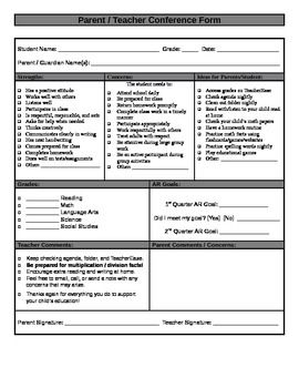 parents conference forms