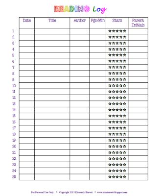 reading log printable