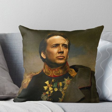 Nicolas Cage replaceface Throw Pillow Someone Made Nicolas Cage Pillowcases