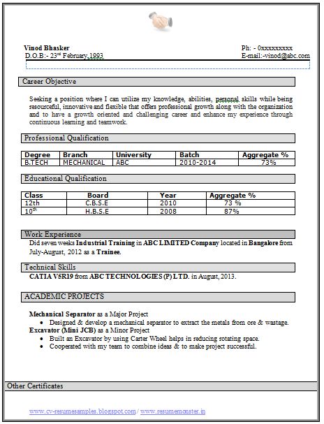 mechanical engineer resume sample doc