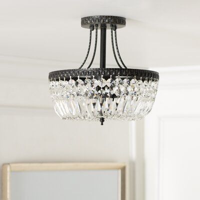 Kelly Clarkson Home Jarrett 3 Light 11 8 Chandelier Style Bowl Semi Flush Mount Traditional Geometric Chandelier Style Bowl Semi Flush Mount, Small Bathroom Chandeliers Flush Mount