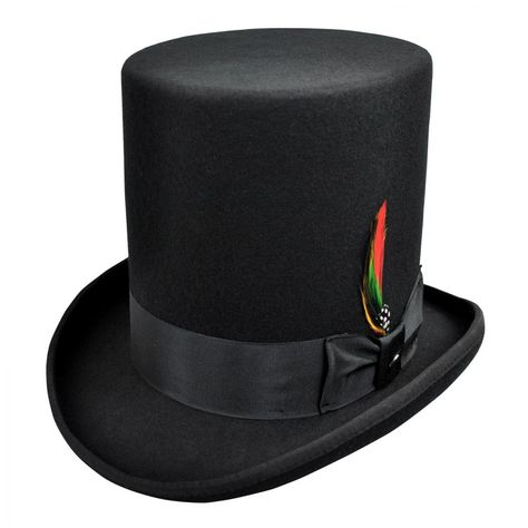 BLACK FELT STOVEPIPE TOP HAT VICTORIAN FANCY DRESS FORMAL COSTUME ACCESSORY