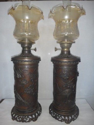 PARA LAMP NAFTOWYCH XIXw. BRĄZ ORIENT~ | Olje Old Kerosene Lanterns For Sale | antique aladdin model 6