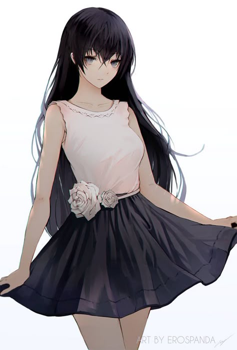 Emo anime girl with black hair