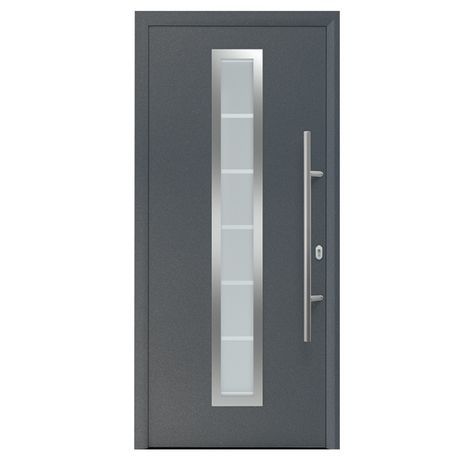 porte d'entrée vitrée grise 90 x h.215 cm poussant droit | desing