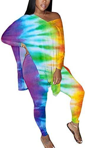 Skinny Long Pants Sets Tracksuit Tie Dye Lounge Wear Plus Size Two Piece Outfits for Women Oversized Tops