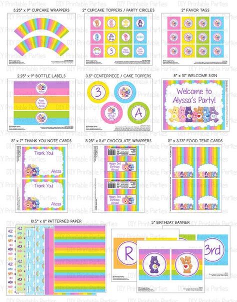 10 CARE BEARS PERSONALIZED BIRTHDAY PARTY FAVORS WATER BOTTLE LABELS WRAPPERS
