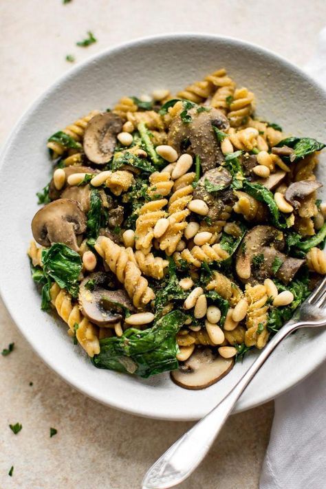 Vegan Spinach and Mushroom Pasta | Recipe | Spinach stuffed mushrooms