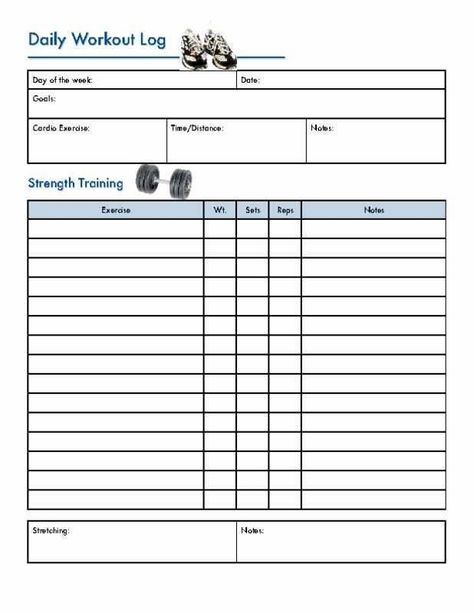 weight training log templates