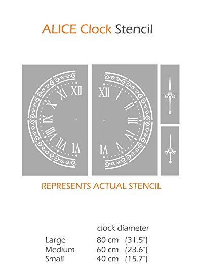 ALICE CLOCK Shabby Chic Vintage Furniture Wall Floor Stencil for Painting