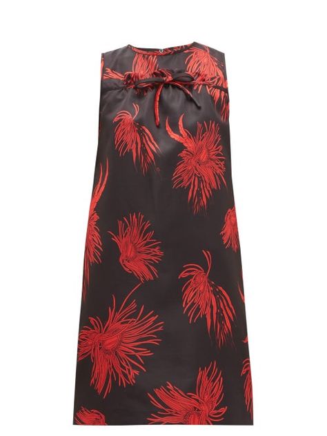 marine red floral print mini dress