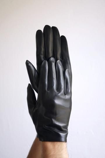 SIZE:2 SMALL MEN AND WOMEN Details about / MILITARY BLACK LEATHER GLOVES 1 PAIR