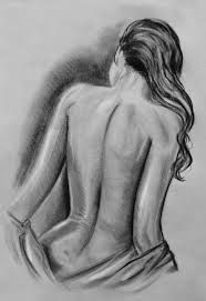 0113 Original pen and charcoal art Nude couple