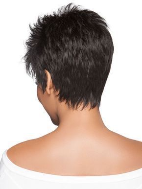 Short Tapered Neckline With Coverage And Texture Coverage Neckline Short Tapered Texture Short Hair Back Short Hair Styles Short Human Hair Wigs