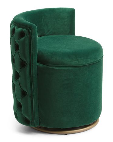 Rue Back Tufted Swivel Storage Vanity Stool Ottomans Poufs T J Ma Accent Seating Industrial Chair Back Tufted Swivel Storage Vanity Stool, Swivel Vanity Chair With Storage