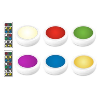 16 Colors LUNSY RGB Puck Light 6 Pack Wireless Under Counter Shelf RGBW Closet Lighting for Bedroom Hallway Cabinet Wardrobe 4 Modes Color Changing Under Cabinet Lighting