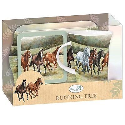 Mother and foal horse Teatime Gift Set Mug Coaster and Tray Mother and foal horse Teatime Gift Set Mug Coaster and Tray