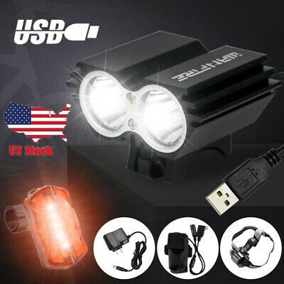 USB Rechargeable Bicycle Headlight LED Bike Head Light Front Rear Lamp Cycling