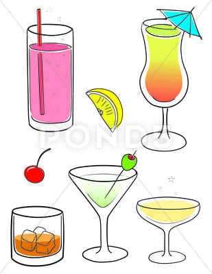 Cartoon Cocktails Stock Illustration Ad Cocktails Cartoon Illustration Stock Cocktails Vector Clip Art Cocktails