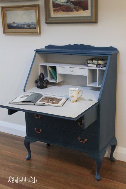 Layered Sapphire Blue French Style Secretaire Recycled Furniture