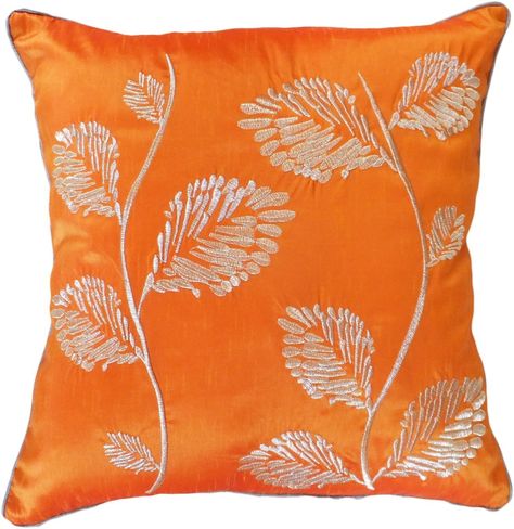 Decorative Silver Leaves Embroidery with Piping Floral Throw Pillow COVER 18 Brown 5929962 Decorative Silver Leaves Embroidery with Piping Floral Throw Pillow COVER 18 Brown 5929962