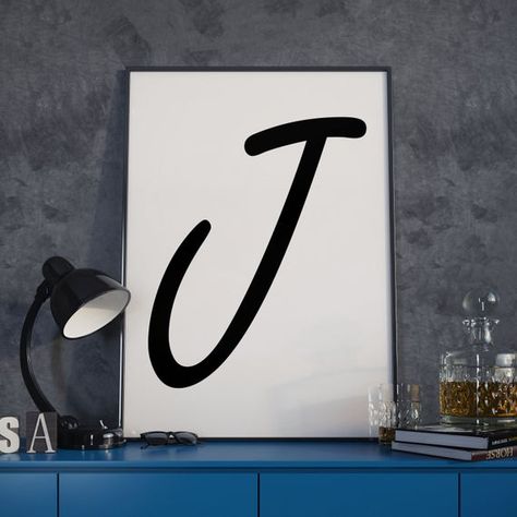 Black Initial Letter J Quote Wall Art Print