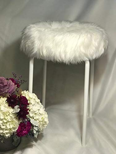 White Faux Fur Vanity Chair Stool Vanity Stool Chair White Faux Fur, White Fuzzy Chair For Vanity