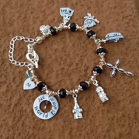 CustomCharms Oklahoma State Expandable Wire Charm Bracelet Bangle w/Blue Color Crystals CustomCharms Oklahoma State Expandable Wire Charm Bracelet Bangle w/Blue Color Crystals