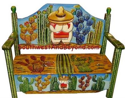 02 Bench Desert Scene 2 Person Hand Carved Painted 027 02 Bench Desert Scene 2 Person Hand Carved Painted 027