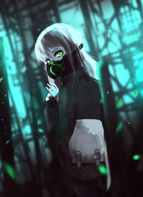 Anime girl in gas mask