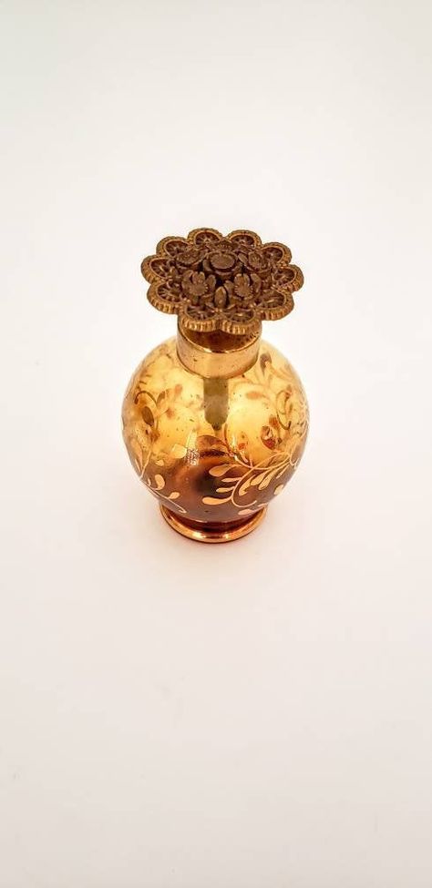 Vintage Perfume Bottle Italian Import A Antique Amber Glass Perfume Bottle