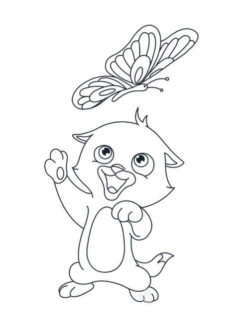 Stampa Il Disegno Del Gattino Con La Farfalla Disegni Da