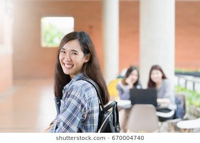 Portrait Young Asian Female College Student On Campus Student
