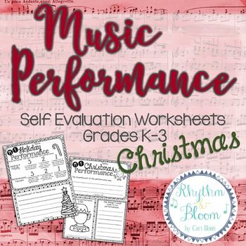 Music Performance Self Evaluation Worksheets, K-3 Christmas - self evaluation Music Performance Self Evaluation Worksheets, K-3 Christmas - self evaluation