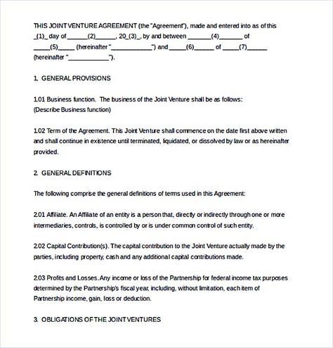 Sample Joint Venture Agreement Collaboration by DigitalPublishing - business agreement sample Sample Joint Venture Agreement Collaboration by DigitalPublishing - business agreement sample