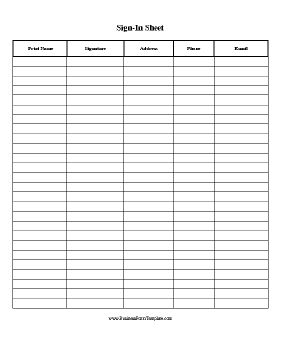 conference room sign up sheet