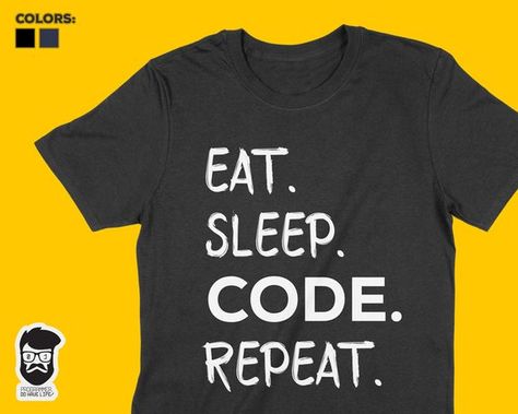 Eat Sleep Code T Shirt Funny Geek Math Nerd Computer Tee Tech Programmer Coder