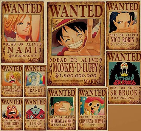 2018 One Piece Newest Wanted Poster Retro Kraft Anime Poster