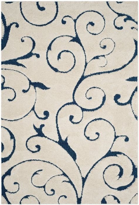 Alison Cream Navy Blue Area Rug Rugs