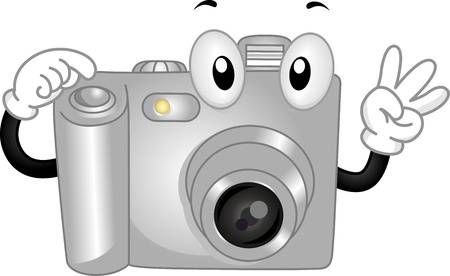 Mascot Ilustración Que Ofrece Una Cámara Digital Hacer Una Actitud útiles Escolares Animados Cámara De Fotos Dibujo Escritura De Nombres