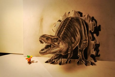 3d tekening(dinosaurus) | 3d tekeningen - 3d pencil drawings
