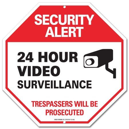 Size Options Warning 24 Hour Video Surveillance Sign No Trespassing Security